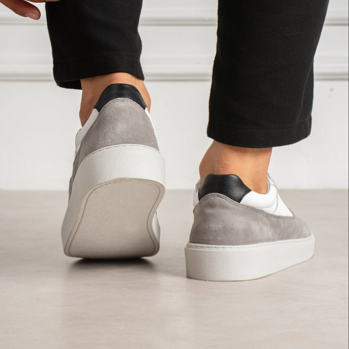 Sneaker Dual Tone Street Leather White/Suede Grey